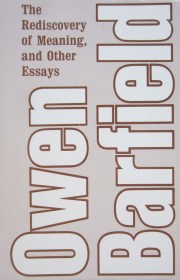 Cover of The Rediscovery of Meaning. Beige colour with Owen Barfield's name in big letters rotated to one side.